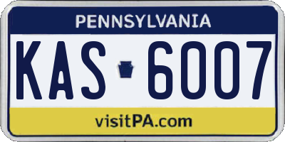 PA license plate KAS6007
