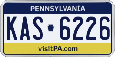 PA license plate KAS6226