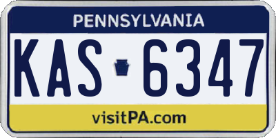 PA license plate KAS6347