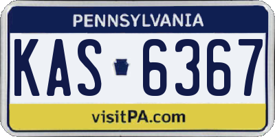 PA license plate KAS6367