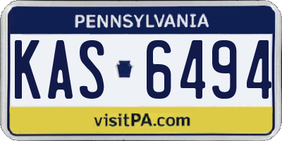 PA license plate KAS6494