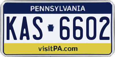 PA license plate KAS6602