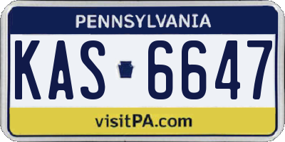 PA license plate KAS6647