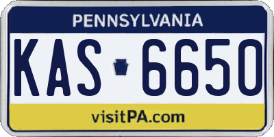 PA license plate KAS6650