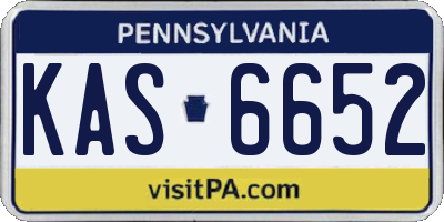 PA license plate KAS6652