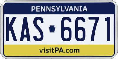 PA license plate KAS6671