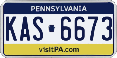 PA license plate KAS6673