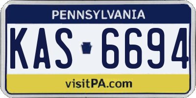 PA license plate KAS6694