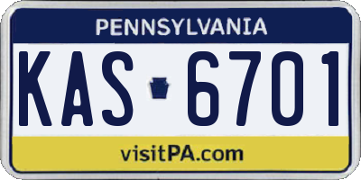 PA license plate KAS6701
