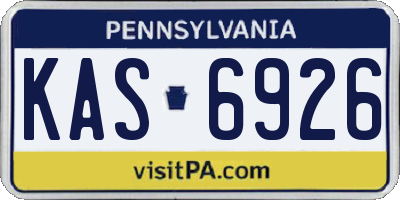 PA license plate KAS6926
