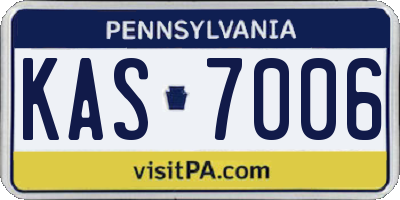 PA license plate KAS7006