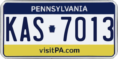 PA license plate KAS7013