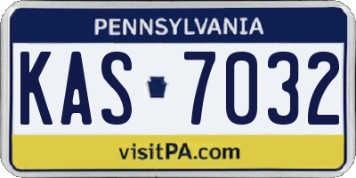 PA license plate KAS7032
