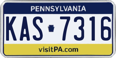 PA license plate KAS7316