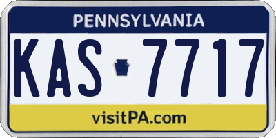 PA license plate KAS7717