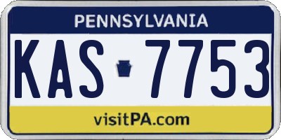 PA license plate KAS7753