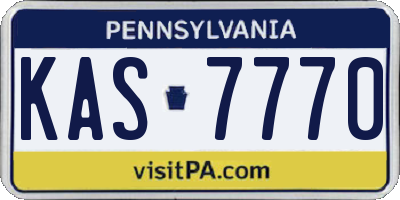 PA license plate KAS7770