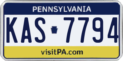 PA license plate KAS7794
