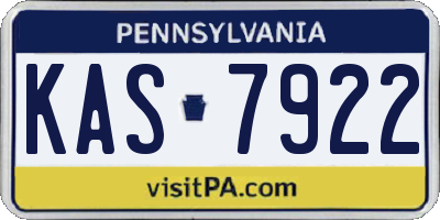 PA license plate KAS7922
