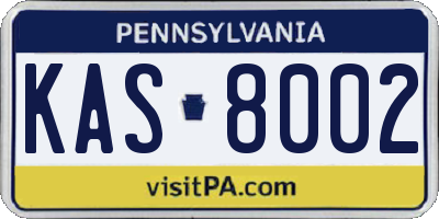 PA license plate KAS8002