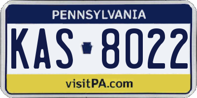 PA license plate KAS8022