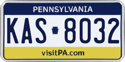 PA license plate KAS8032