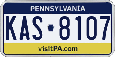 PA license plate KAS8107
