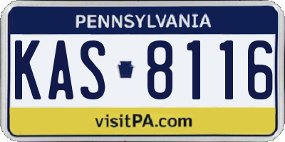 PA license plate KAS8116
