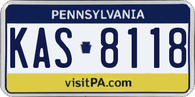 PA license plate KAS8118