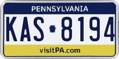 PA license plate KAS8194