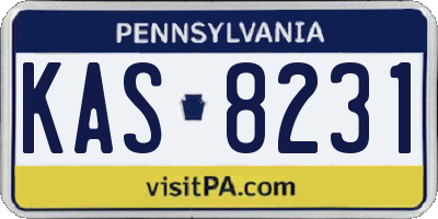 PA license plate KAS8231