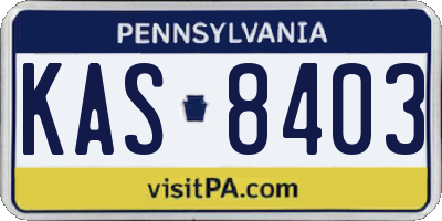 PA license plate KAS8403