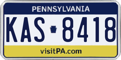 PA license plate KAS8418