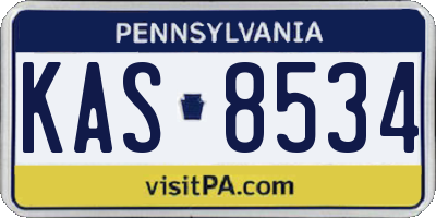 PA license plate KAS8534