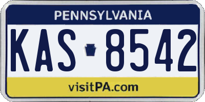PA license plate KAS8542