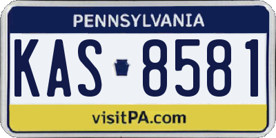 PA license plate KAS8581