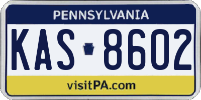 PA license plate KAS8602