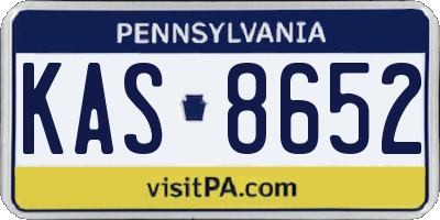 PA license plate KAS8652