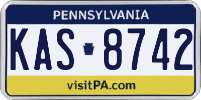 PA license plate KAS8742
