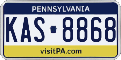 PA license plate KAS8868
