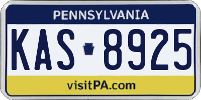 PA license plate KAS8925