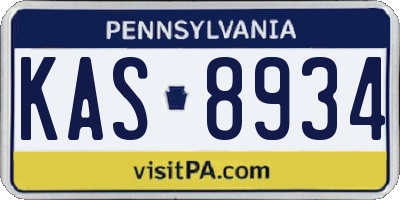 PA license plate KAS8934