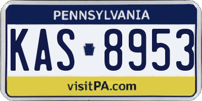 PA license plate KAS8953