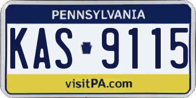 PA license plate KAS9115