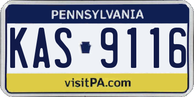PA license plate KAS9116