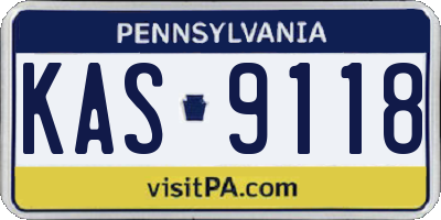 PA license plate KAS9118