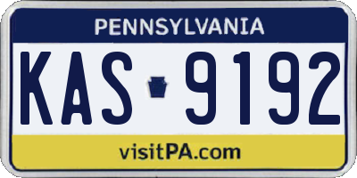 PA license plate KAS9192