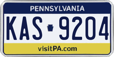 PA license plate KAS9204