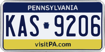 PA license plate KAS9206