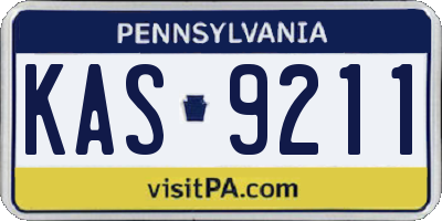 PA license plate KAS9211